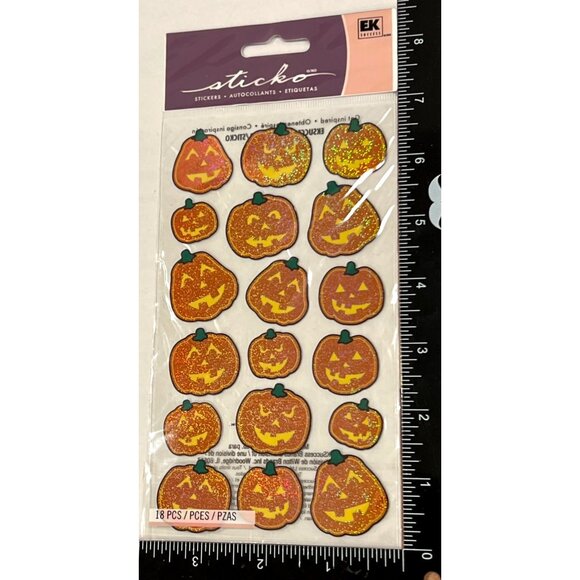 EK Success Sticko Scary Pumpkin Stickers Sheet 18 Pcs Halloween 52-01108 - Picture 1 of 3